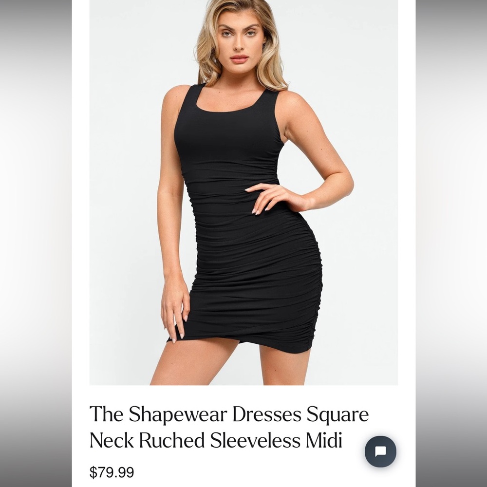Black Sleeveless Ruched Shapewear Dress